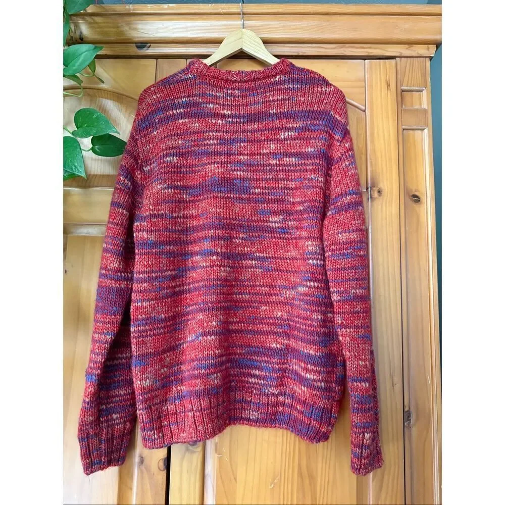 Zara Oversized Chunky Knit Pullover – Red Multi (Marled) – Size M
